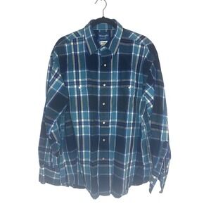 Vintage 90's Wrangler Western Shirt Blue Plaid‎ Pearl Snap Button Down XL